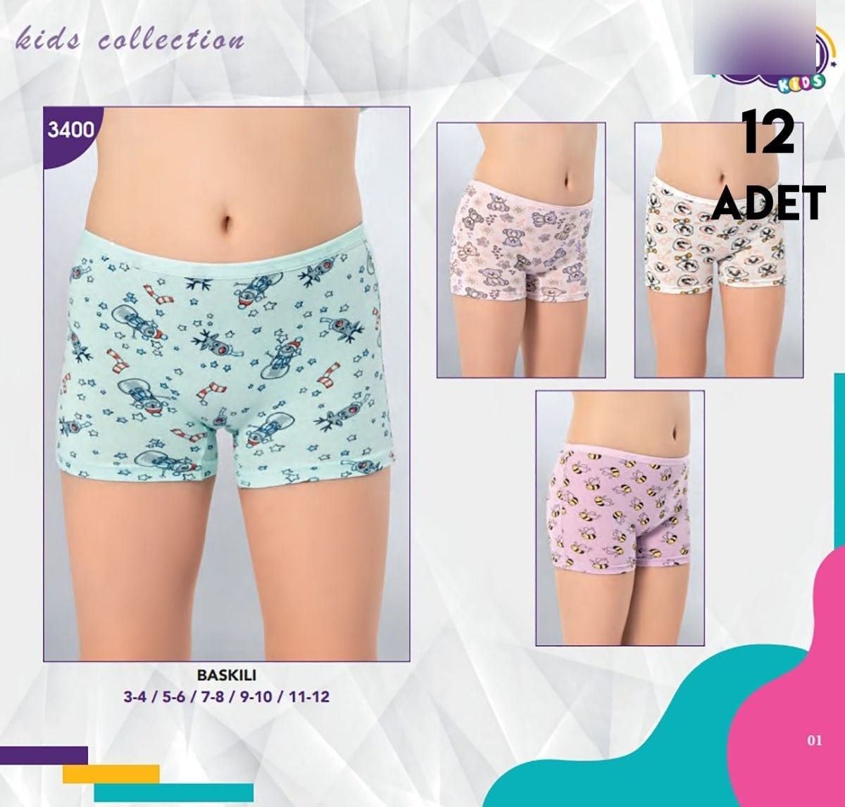 Baskılı Kız Çocuk Boxer