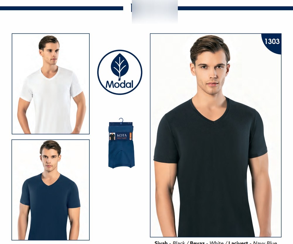 Erkek T-Shirt V Yaka - Modal