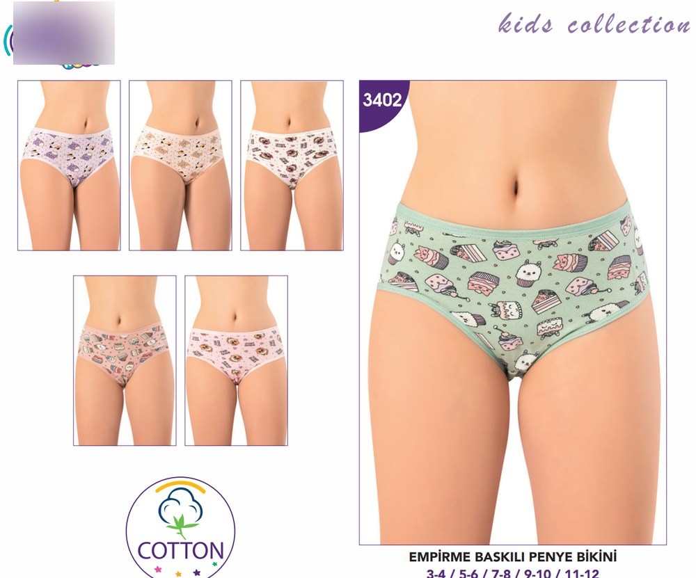 Kız Çocuk Empirme Baskılı Penye Bikini