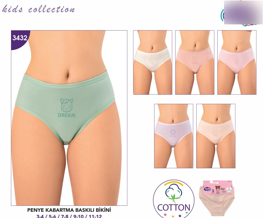 Kız Çocuk Penye Kabartma Baskılı Bikini