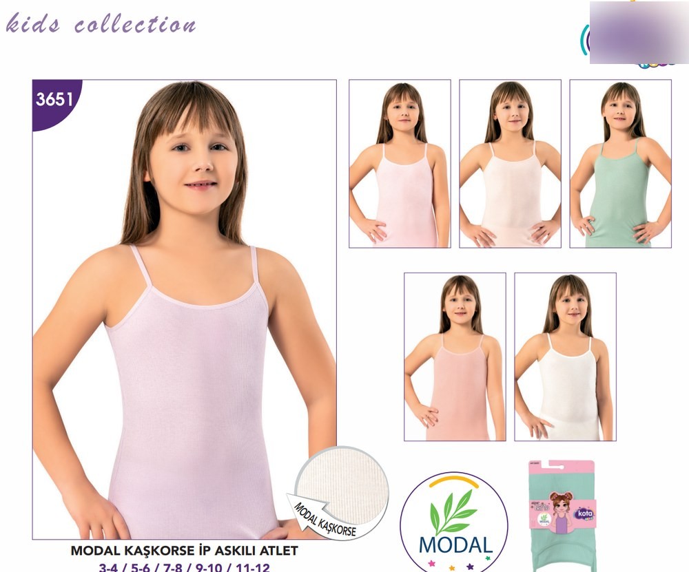 Kız Çocuk Modal Kaşkorse İp Askılı Atlet