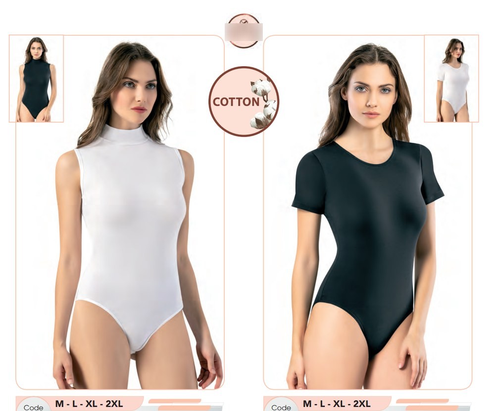 Kadın Bisiklet Yaka Kısa Kollu Body