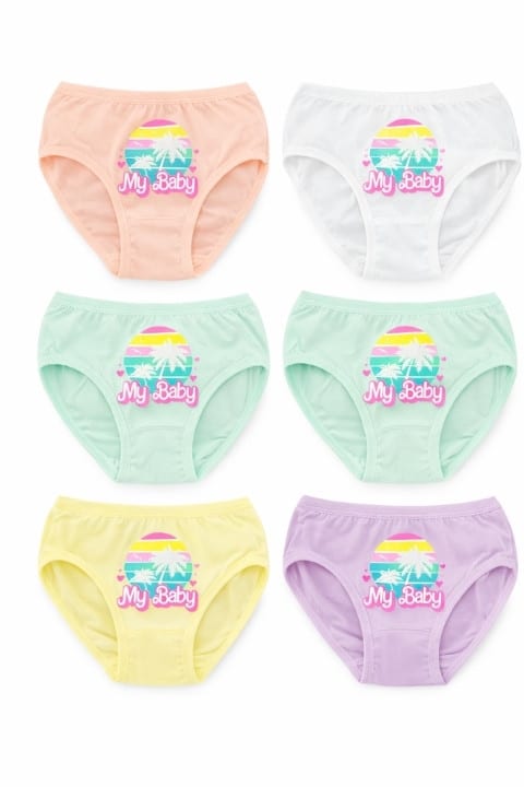 Baskılı Elastan Kız Çocuk Slip
